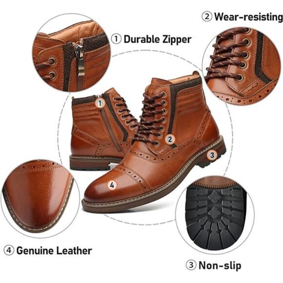 Mens Chelsea Boots, Stylish and Comfort Leather Chukka Ankle Boots with Zipper main image 7